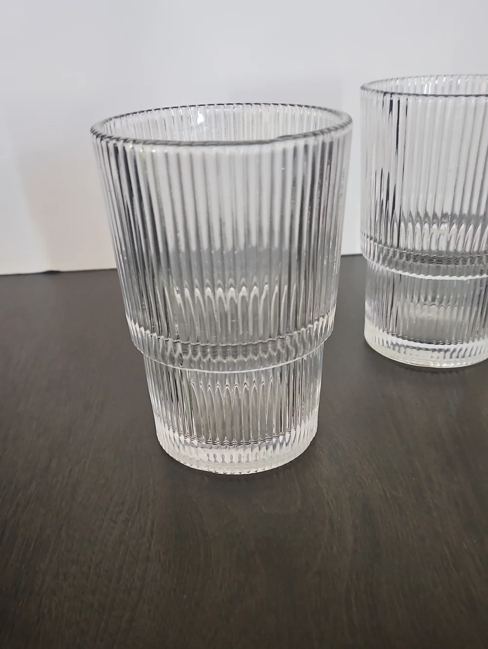 Crate & Barrel Set Of 2 Atwell 16-Oz. Stackable Ribbed Highball Glass